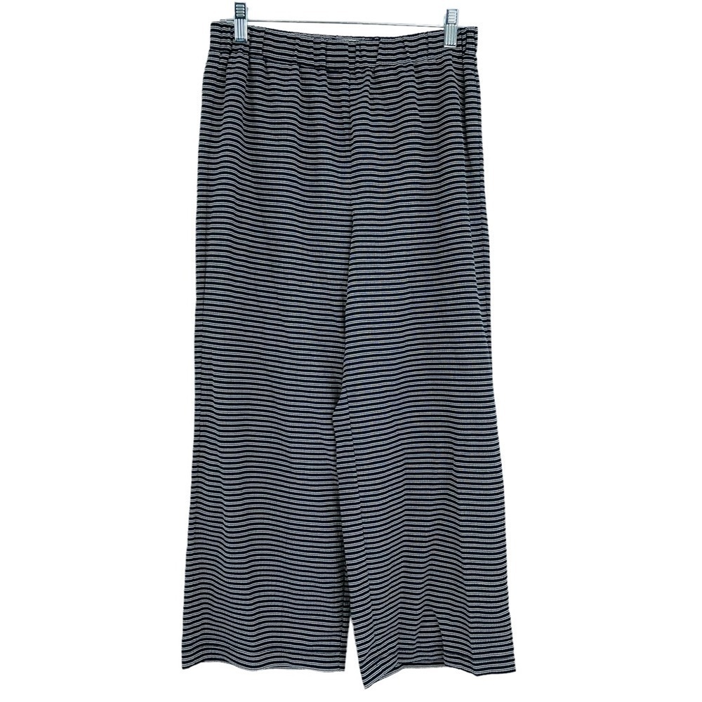 Madewell texture & thread pull on pants in stripe high rise crop wide leg size S